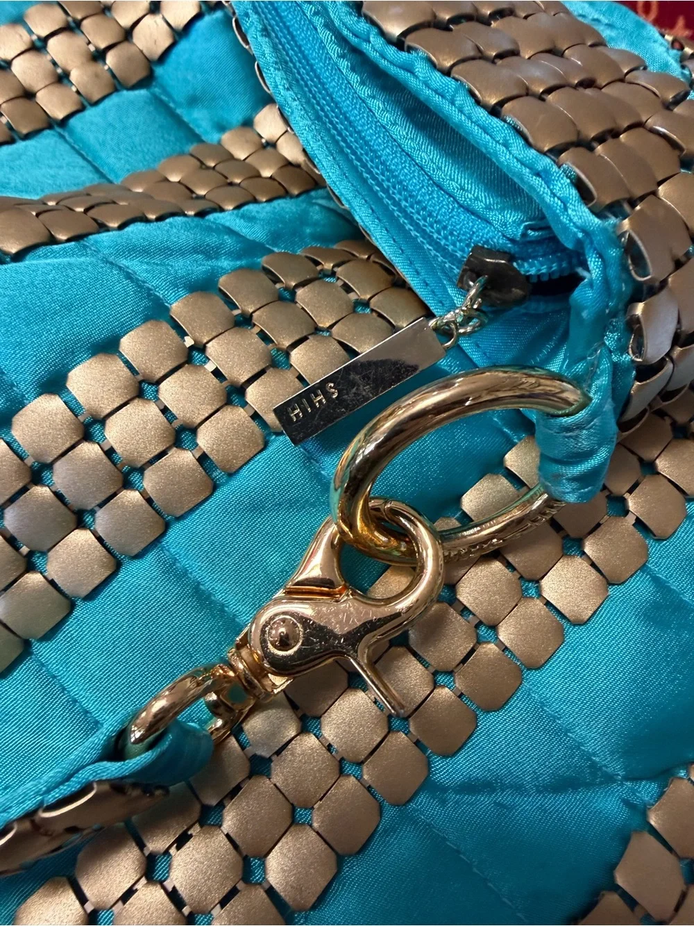 SHIH SHIH by Stephanie Lin Turquoise Gold oversize Studded tote bag